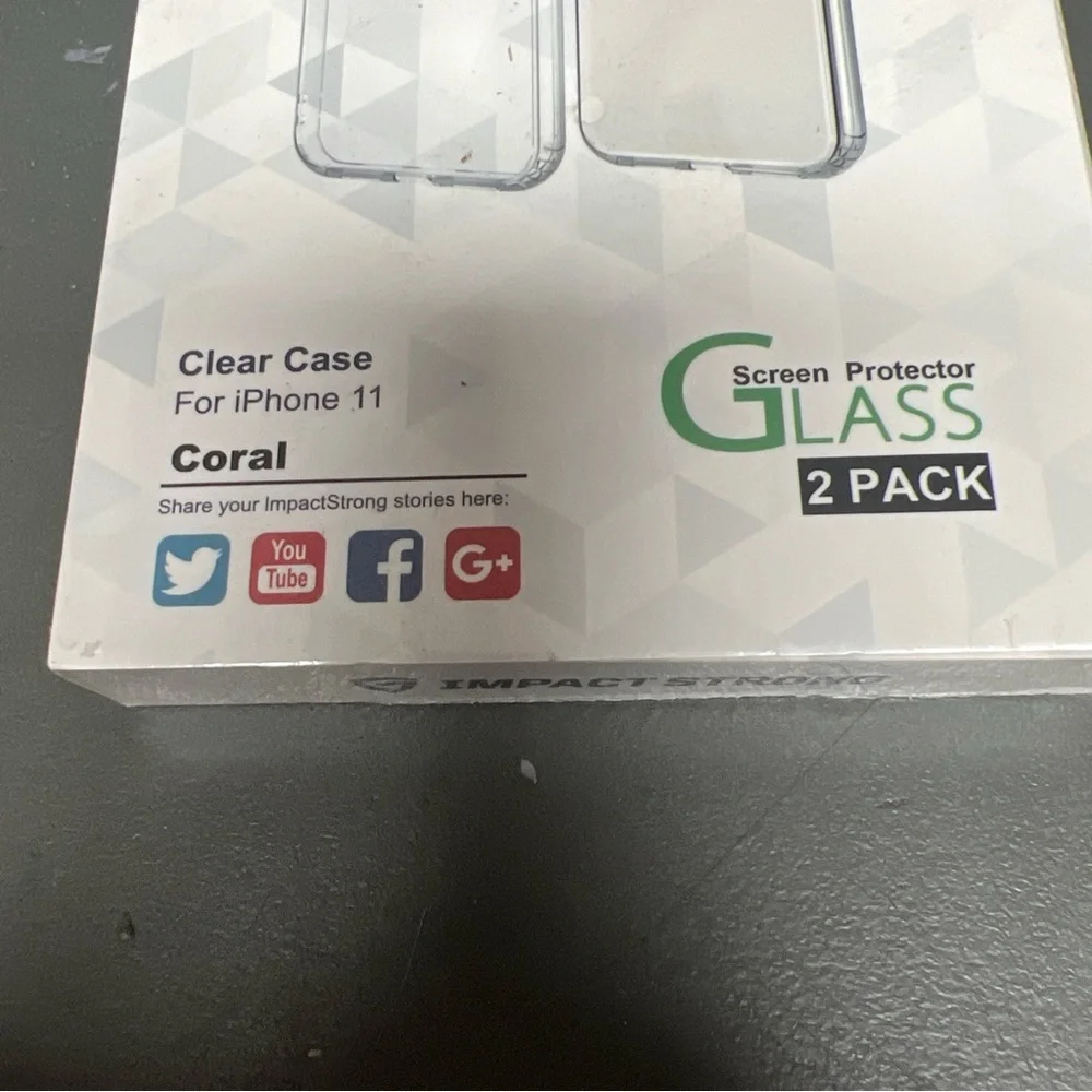 Impact strong iPhone 11 clear case coral tabs with screen protectors